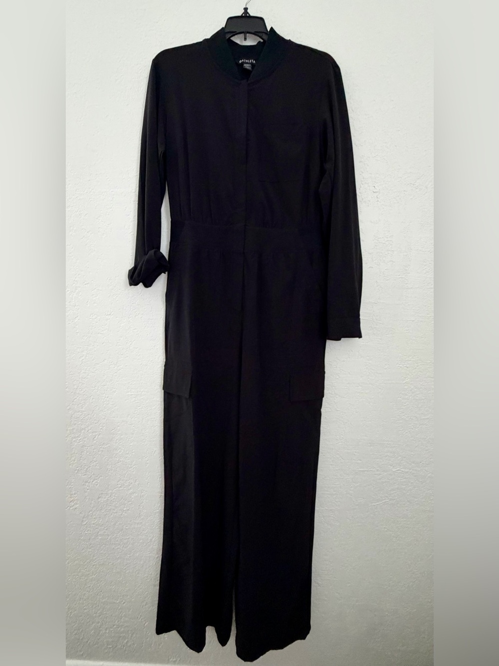 Athleta Black Long Sleeve Utility Jumpsuit